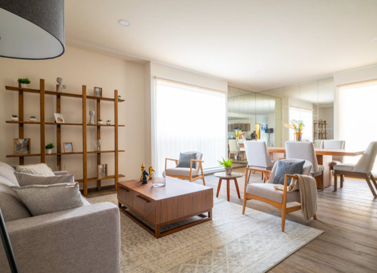 Sala espaciosa en un departamento del proyecto Zacatlán