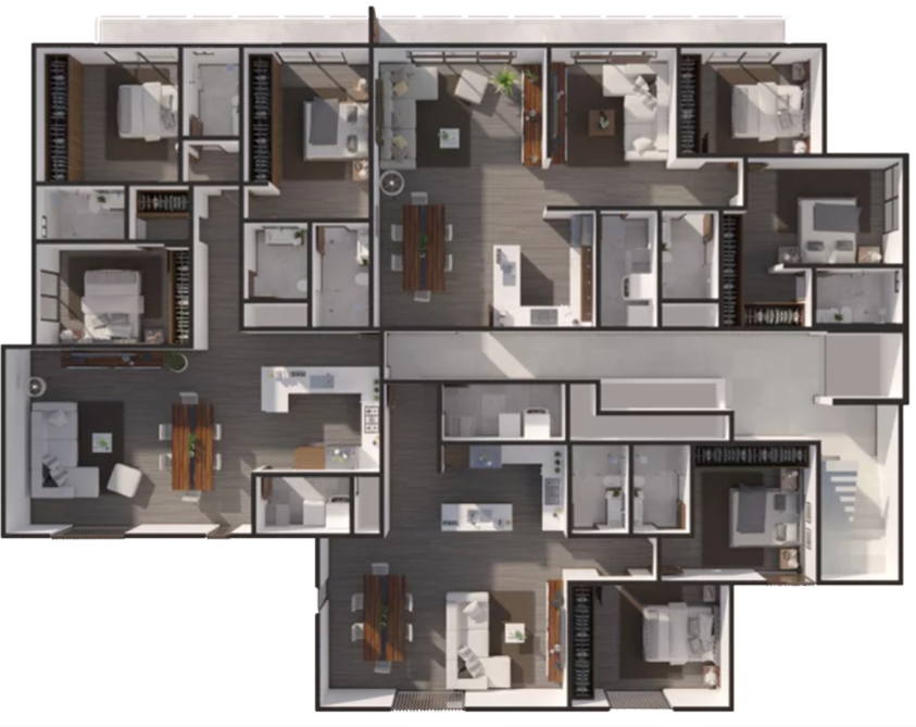 Vista completa de la distribución de un departamento de Zacatlán